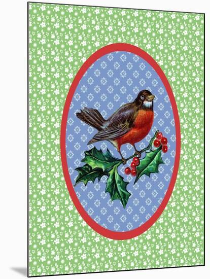 Vintage Christmas Robin-Effie Zafiropoulou-Mounted Giclee Print