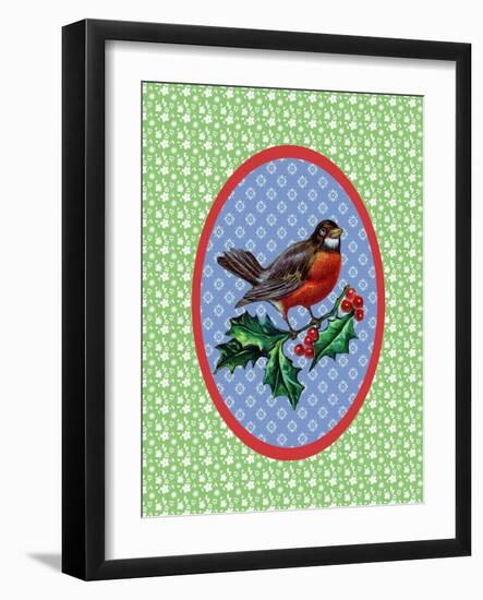 Vintage Christmas Robin-Effie Zafiropoulou-Framed Giclee Print