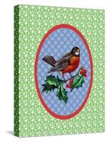 Vintage Christmas Robin-Effie Zafiropoulou-Stretched Canvas