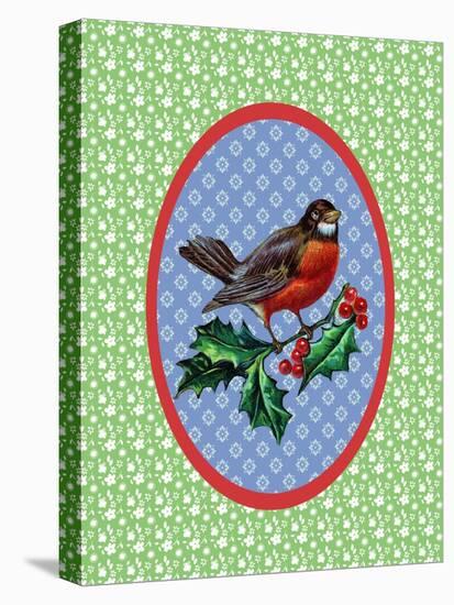 Vintage Christmas Robin-Effie Zafiropoulou-Stretched Canvas