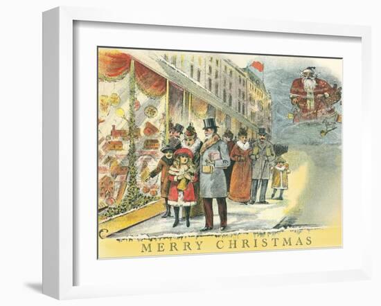 Vintage Christmas Shopping Scene-null-Framed Art Print