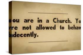 Vintage Church Rules Sign-Mr Doomits-Stretched Canvas