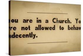 Vintage Church Rules Sign-Mr Doomits-Stretched Canvas