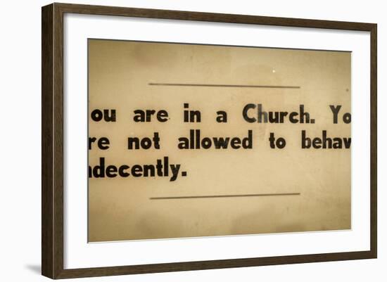 Vintage Church Rules Sign-Mr Doomits-Framed Photographic Print