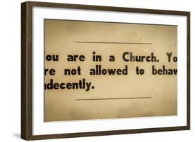 Vintage Church Rules Sign-Mr Doomits-Framed Photographic Print