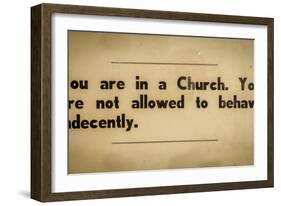 Vintage Church Rules Sign-Mr Doomits-Framed Photographic Print