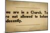 Vintage Church Rules Sign-Mr Doomits-Mounted Photographic Print