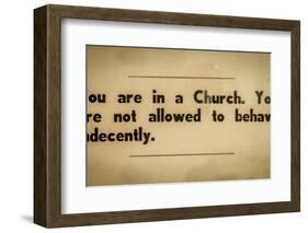 Vintage Church Rules Sign-Mr Doomits-Framed Photographic Print