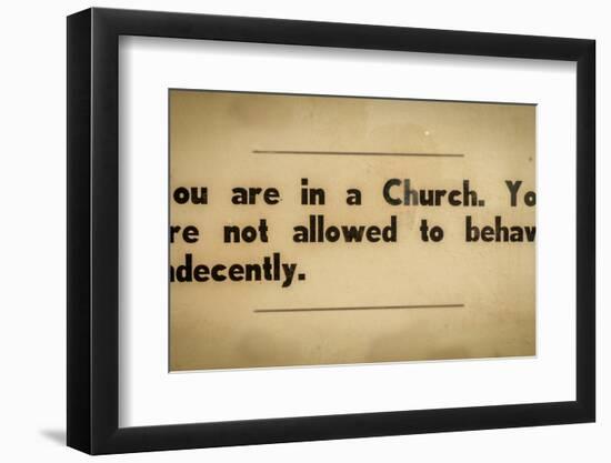 Vintage Church Rules Sign-Mr Doomits-Framed Photographic Print