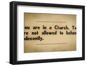 Vintage Church Rules Sign-Mr Doomits-Framed Photographic Print