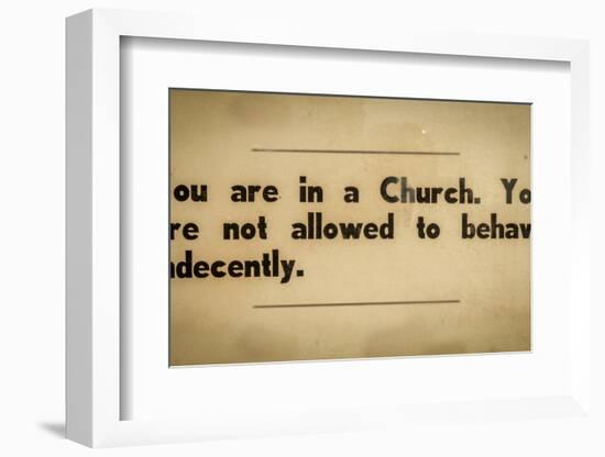 Vintage Church Rules Sign-Mr Doomits-Framed Photographic Print