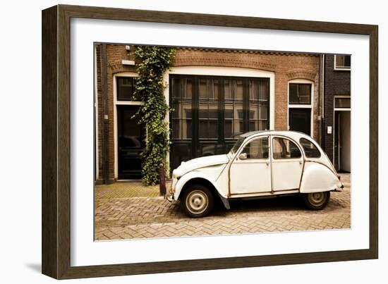 Vintage Citroen on a Street in Amsterdam, Netherlands-Carlo Acenas-Framed Photographic Print