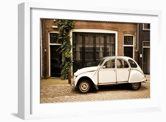 Vintage Citroen on a Street in Amsterdam, Netherlands-Carlo Acenas-Framed Photographic Print