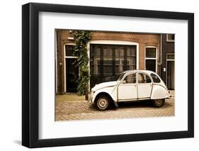 Vintage Citroen on a Street in Amsterdam, Netherlands-Carlo Acenas-Framed Photographic Print