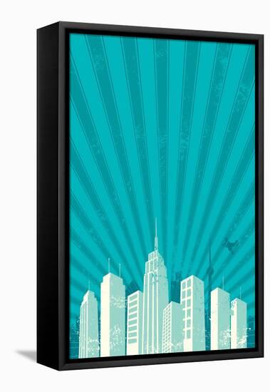 Vintage City Background. A4 Proportions.-Malchev-Framed Stretched Canvas