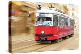 Vintage City Tram on Moving-tovovan-Stretched Canvas