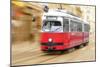 Vintage City Tram on Moving-tovovan-Mounted Photographic Print