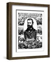 Vintage Civil War Poster of General Ulysses S. Grant Wearing His Military Uniform-Stocktrek Images-Framed Photographic Print