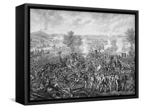 Vintage Civil War Print Featuring the Battle of Gettysburg-Stocktrek Images-Framed Stretched Canvas