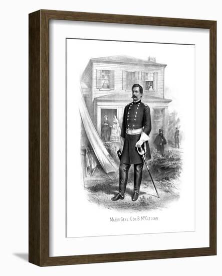 Vintage Civil War Print of General George Mcclellan at Camp Seminary-null-Framed Art Print