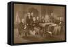 Vintage Civil War Print of President Abraham Lincoln and His Cabinet-Stocktrek Images-Framed Stretched Canvas