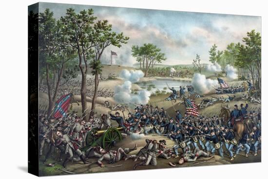 Vintage Civil War Print of the Battle of Cold Harbor-Stocktrek Images-Stretched Canvas