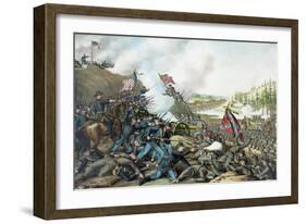 Vintage Civil War Print of the Battle of Franklin-Stocktrek Images-Framed Art Print