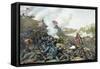 Vintage Civil War Print of the Battle of Franklin-Stocktrek Images-Framed Stretched Canvas