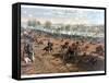 Vintage Civil War Print of the Battle of Gettysburg-Stocktrek Images-Framed Stretched Canvas