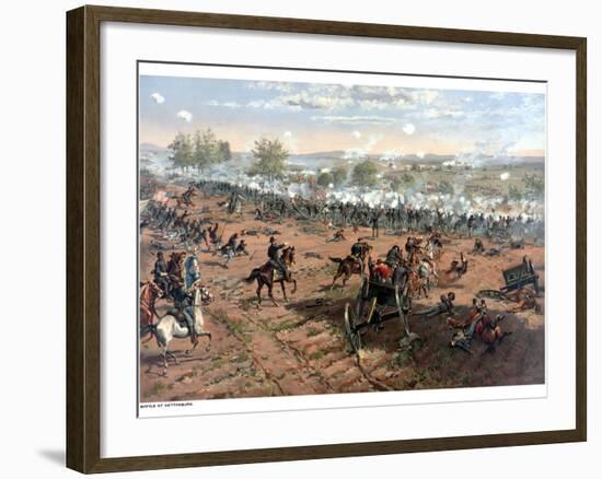 Vintage Civil War Print of the Battle of Gettysburg-Stocktrek Images-Framed Photographic Print