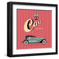 Vintage Classic Car-vector pro-Framed Art Print