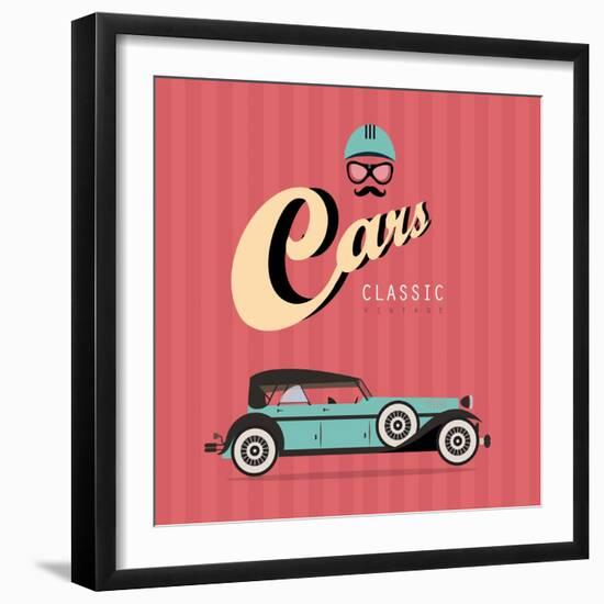 Vintage Classic Car-vector pro-Framed Art Print