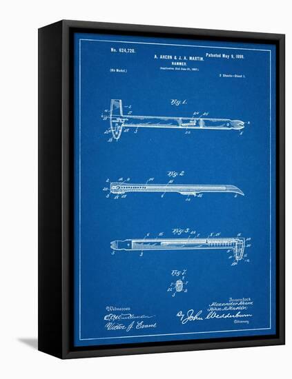 Vintage Claw Hammer Patent 1899-null-Framed Stretched Canvas