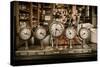 Vintage Clocks on a Bar Counter in a Pub-NejroN Photo-Stretched Canvas