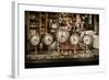 Vintage Clocks on a Bar Counter in a Pub-NejroN Photo-Framed Photographic Print