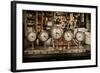 Vintage Clocks on a Bar Counter in a Pub-NejroN Photo-Framed Photographic Print