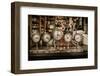 Vintage Clocks on a Bar Counter in a Pub-NejroN Photo-Framed Photographic Print