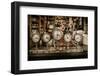 Vintage Clocks on a Bar Counter in a Pub-NejroN Photo-Framed Photographic Print