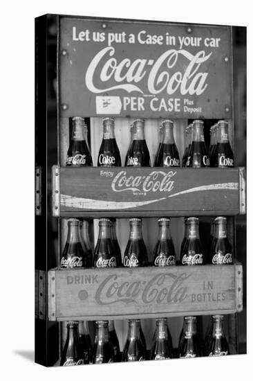 Vintage Coca Cola Bottle Cases Black White Photo Poster-null-Stretched Canvas