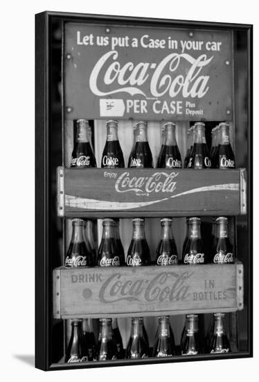 Vintage Coca Cola Bottle Cases Black White Photo Poster-null-Framed Poster