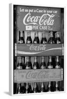 Vintage Coca Cola Bottle Cases Black White Photo Poster-null-Framed Poster