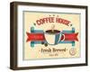 Vintage Coffee House Card-avean-Framed Art Print