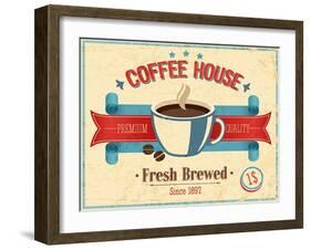 Vintage Coffee House Card-avean-Framed Art Print