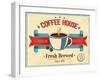 Vintage Coffee House Card-avean-Framed Art Print