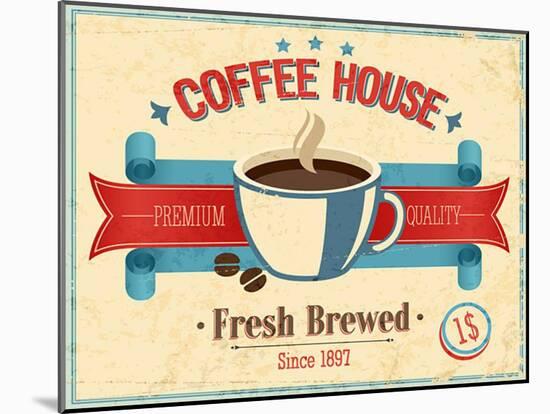 Vintage Coffee House Card-avean-Mounted Art Print