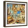 Vintage Collage - European Travel-Maugli-l-Framed Art Print