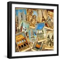 Vintage Collage - European Travel-Maugli-l-Framed Art Print