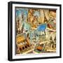 Vintage Collage - European Travel-Maugli-l-Framed Art Print