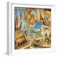 Vintage Collage - European Travel-Maugli-l-Framed Art Print