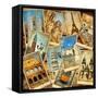 Vintage Collage - European Travel-Maugli-l-Framed Stretched Canvas